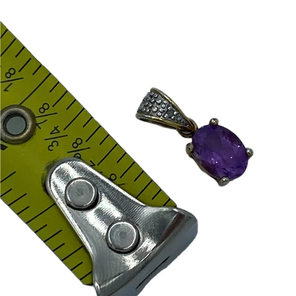 Sterling Silver 925 Gold wash pendant charm with purple CZ amethyst